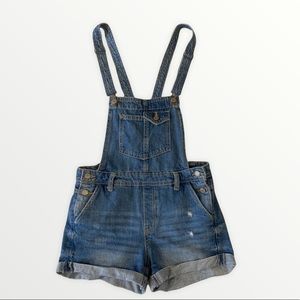Bershka Denim Jeans Overall Shorts XXS